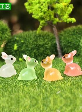 微缩动物迷你夜光小耳朵兔摆件