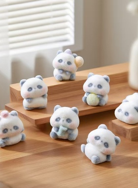 微景观植绒小熊猫萌粒造景摆件