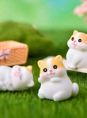 新款花纹橘猫系列微景观摆件