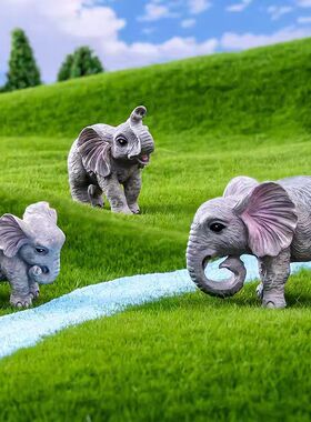 苔藓微景观创意写实大象造景摆件