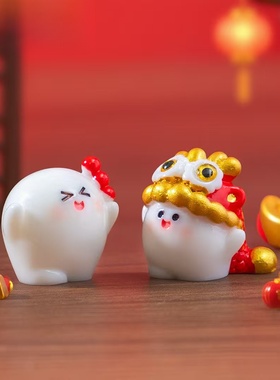 微景观新年团团圆圆招财桌面摆件