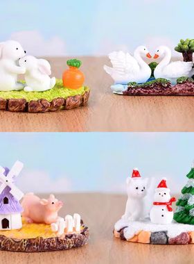 苔藓微景观树脂摆件动物三件套