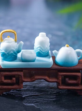 微景观创意国风青山茶具套装摆件