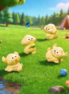 可爱肉嘟嘟金毛小狗公仔萌粒摆件