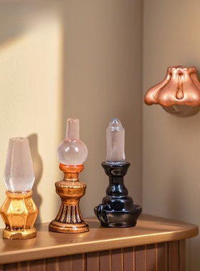 夜光复古迷你树脂酥油灯造景摆件