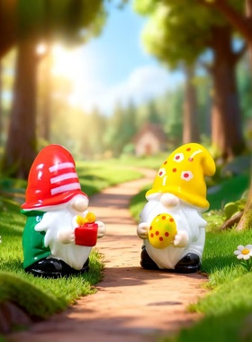 迷你复活节小矮人萌粒公仔摆件