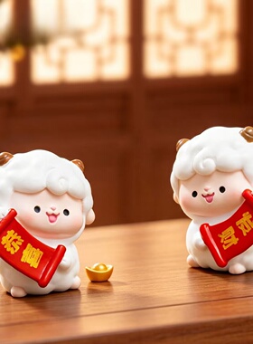 羊年摆件新年恭喜发财对联小羊