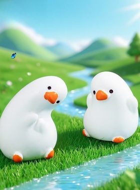 微景观可爱呆呆歪头小白鹅公仔