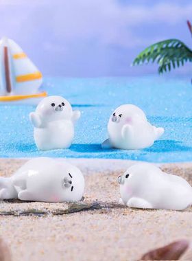 微景观创意可爱海豹海洋动物摆件