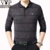 Bố tải nam trung niên áo thun cotton dài tay sọc mỏng phần đáy quần áo nam trung niên quần áo mùa thu - Áo phông ngắn Mẫu áo phông nam đẹp 2020 Áo phông ngắn