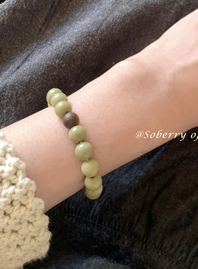 「一粟沉绿」转运珠玛瑙手串女