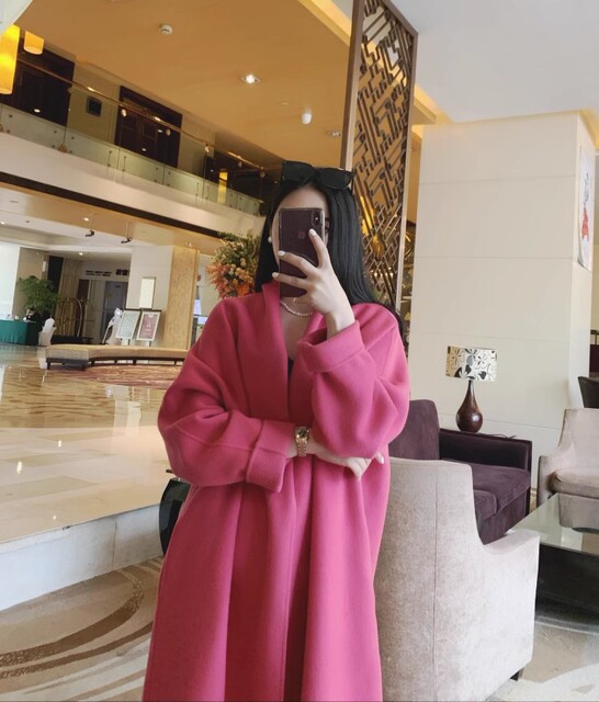 菲芊“垂丝海棠二代”30%羊绒高端长款双面羊绒大衣女2025年新款