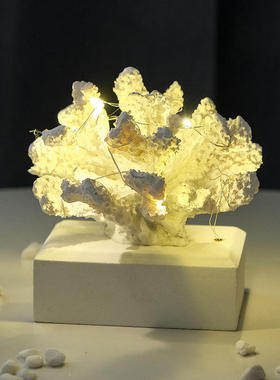 饰品仿真树脂珊瑚家居装饰玄关酒柜书桌酒店地中海摆件LED珊瑚