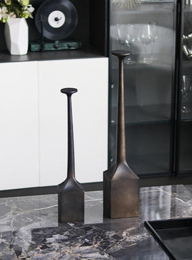 美式乡村摆件高脚装饰烛台复古仿古餐桌蜡装饰底座样板房酒店饰品