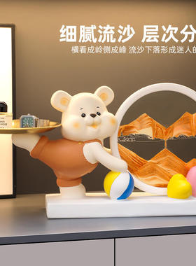 入户流沙呆萌摆件画钥匙收纳玄关装饰品轻奢创意礼品一件
