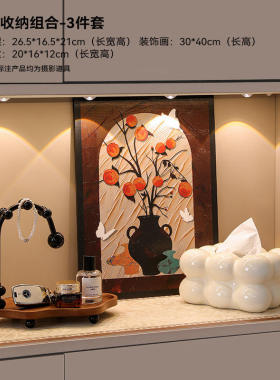 轻奢软装玄关摆件客厅场景入户装饰布置高级感背景布直播电视柜