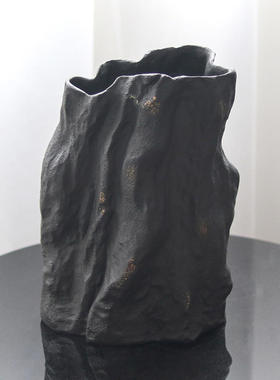 创意不规则仿现代花瓶摆件侘寂风艺术家居做旧石块花器插花装饰品