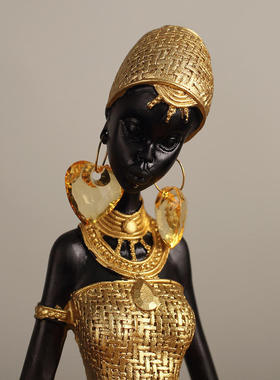 美式编织纹非洲人部落女士摆件装饰品客厅树脂电视柜酒柜