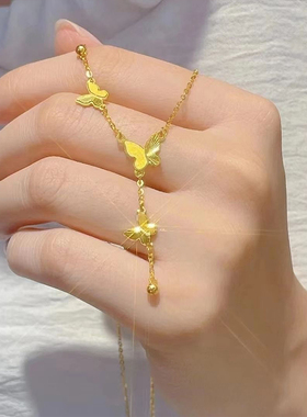 古法足金包银蝴蝶项链不褪色