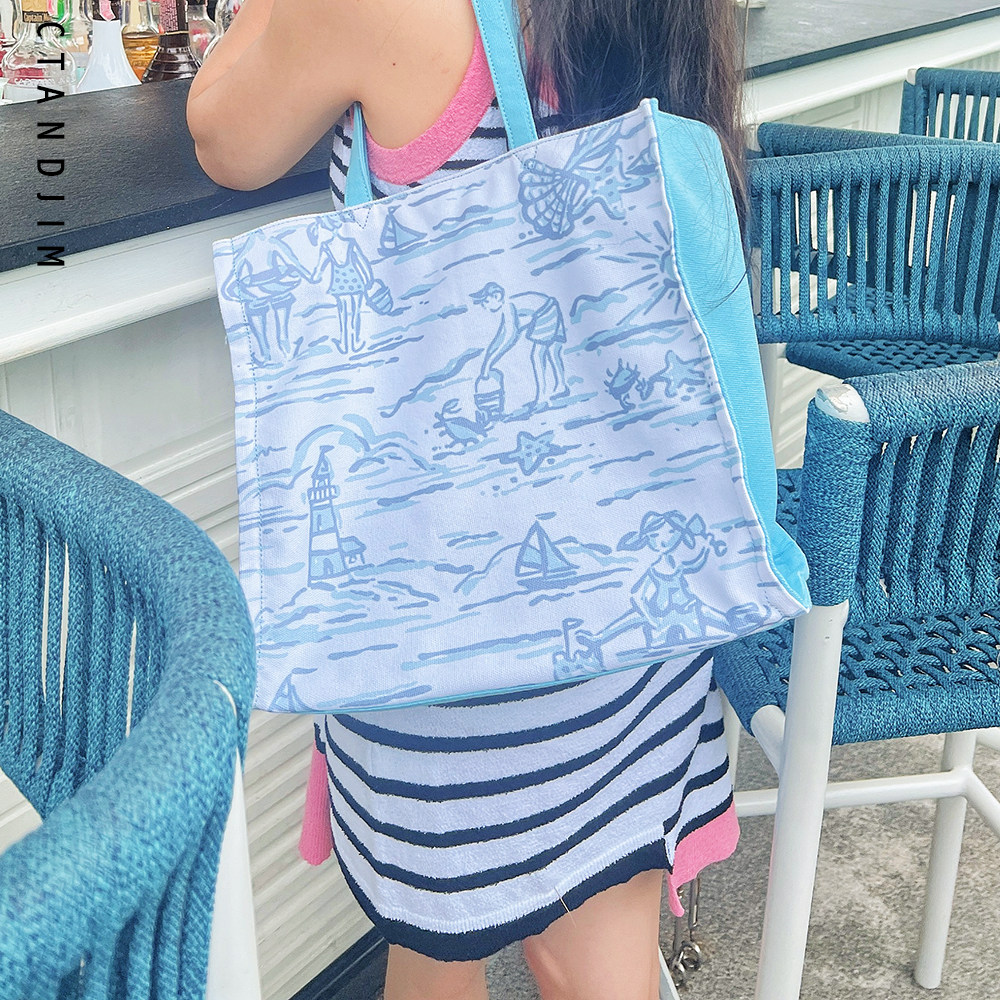 CTANDJIM苏梅岛holiday海滩蓝色托特包 购物袋 妈咪包 电脑包,淘宝优惠券,粉丝福利购,淘宝优惠卷