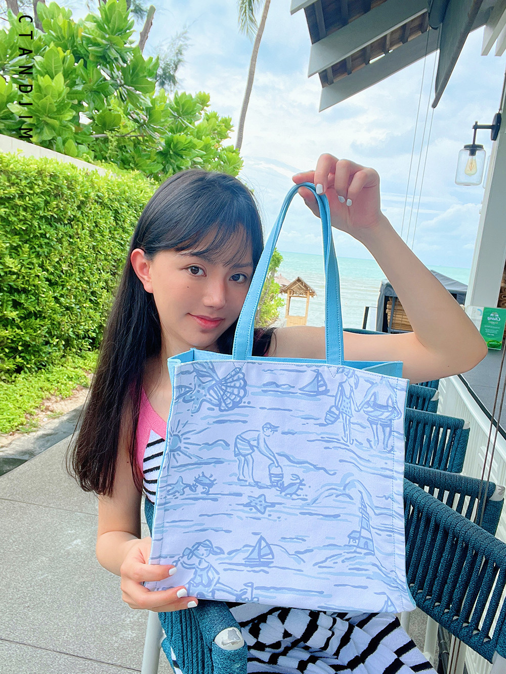 CTANDJIM苏梅岛holiday海滩蓝色托特包 购物袋 妈咪包 电脑包,淘宝优惠券,粉丝福利购,淘宝优惠卷