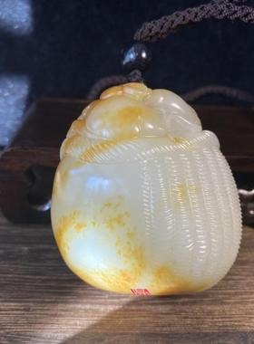 才高八斗把件黄沁籽料