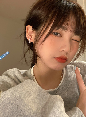 韩国超闪锆石耳圈耳扣女高级感小众设计气质耳钉网红爆款耳饰批发