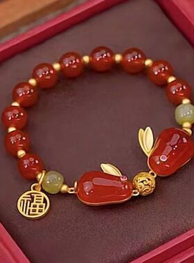 2023新款玉兔项链ins小众设计手链女生学生手串送妈妈生日礼物