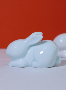 陶艺家原创青白瓷兔子陶瓷装饰品