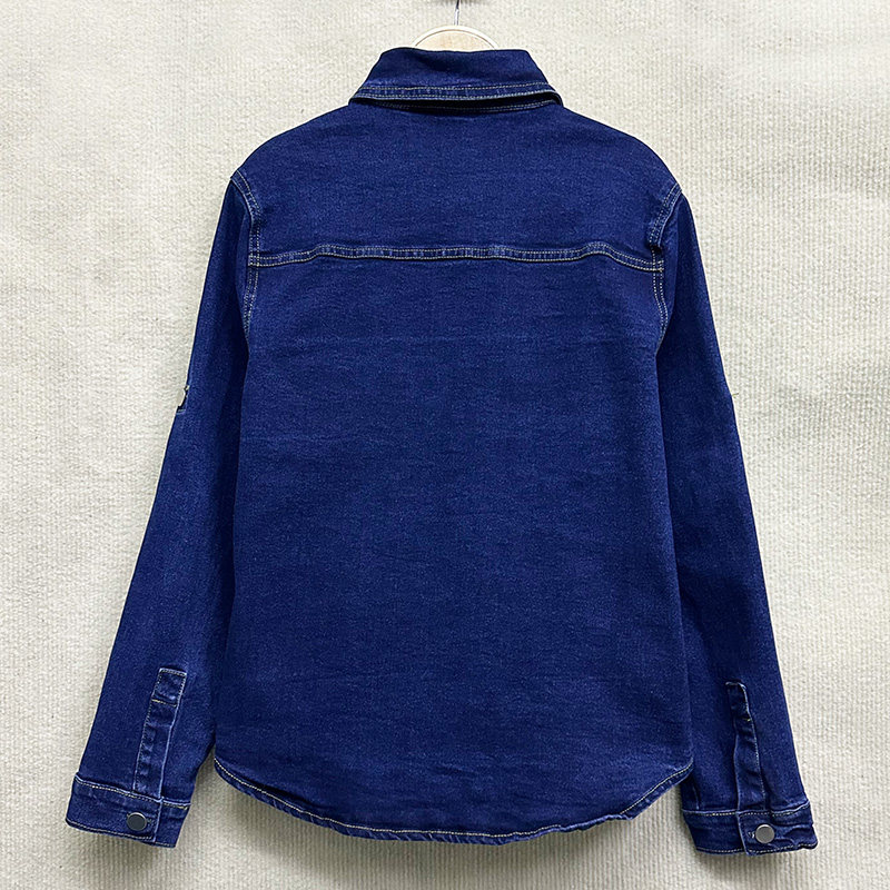 新款175高个子女装时尚宽松长袖牛仔上衣+高腰阔腿牛仔裤两件套 - 图1