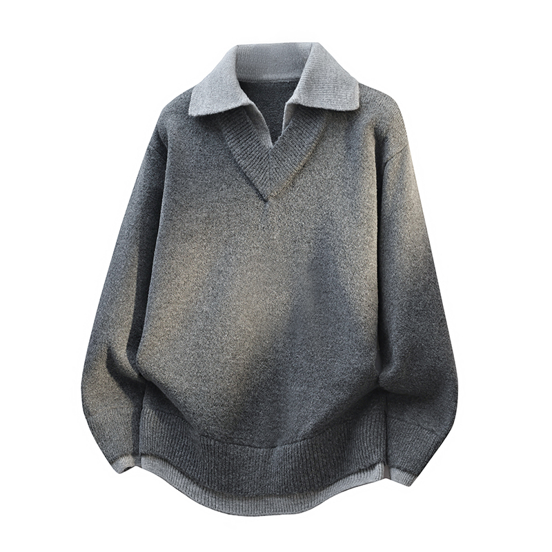 唐狮集团DESSO衬衫领毛衣男冬季假两件针织衫男内搭打底衫青少年 - 图0