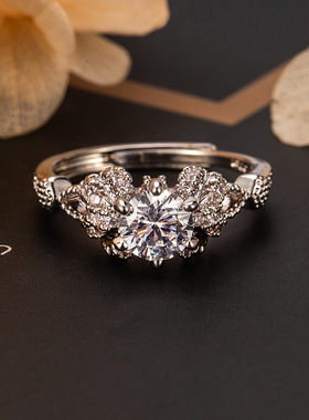 直播热卖款圆形锆石镶钻戒指时尚结婚订婚求婚戒指首饰品批发指环