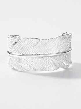 【轻羽之魅】高级感轻奢复古拉丝工艺灵动羽毛戒指 S925银镀亮银