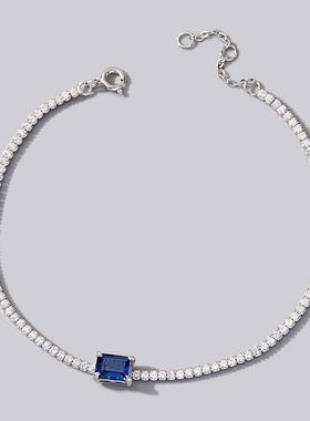 小方糖手链培育祖母绿S925银满钻