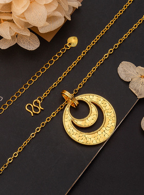 水贝金店同款沙金碎碎冰圆环相扣项链女款爆闪高级感锁骨链送女友