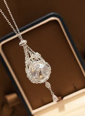 s925纯银 网兜水晶球项链复古时尚轻奢拉伸调节透明捕梦网小众设