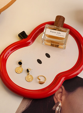 贝汉美创意苹果香薰首饰托盘置物盘陶瓷卧室桌面收纳摆件ins新款