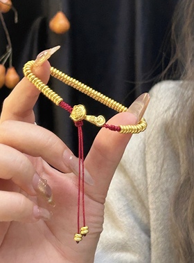 Paula 古法福字如意盘缠算盘珠手链红编绳款 S021