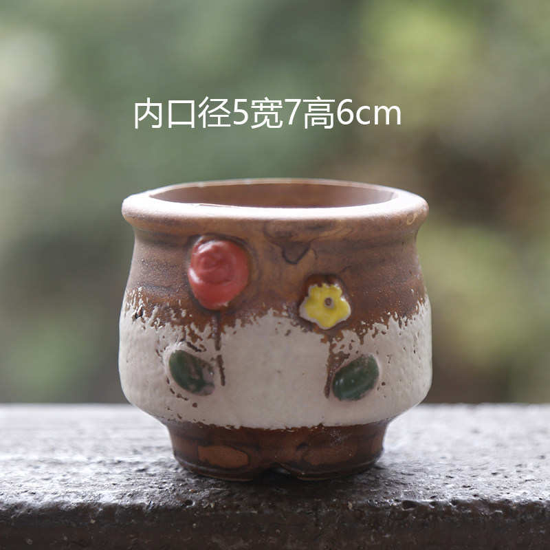 单个韩式手绘粗陶透气多肉陶瓷花盆复古桌面绿植盆景园艺拇指盆,淘宝优惠券,粉丝福利购,淘宝优惠卷