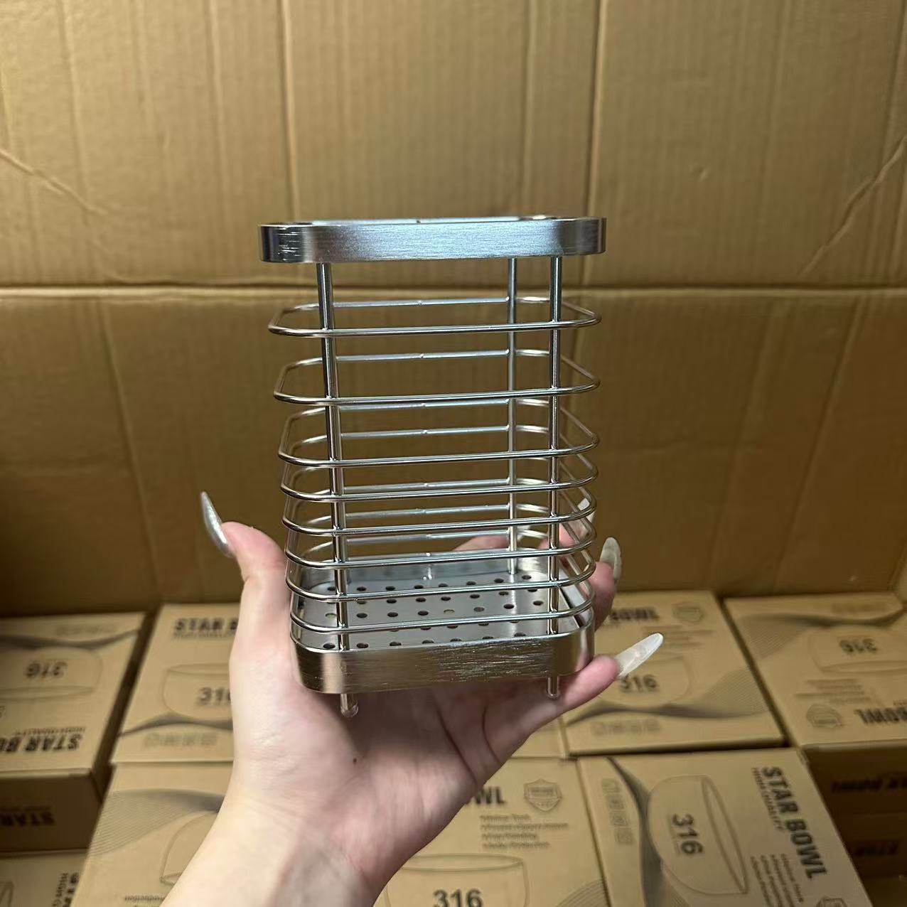 颜一好物 304不锈钢加厚筷子筒筷笼筷子餐具收纳沥水架可挂墙,淘宝优惠券,粉丝福利购,淘宝优惠卷