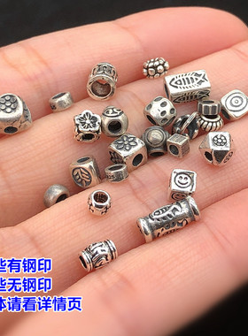 纯银复古2mm尾扣隔珠隔片水晶