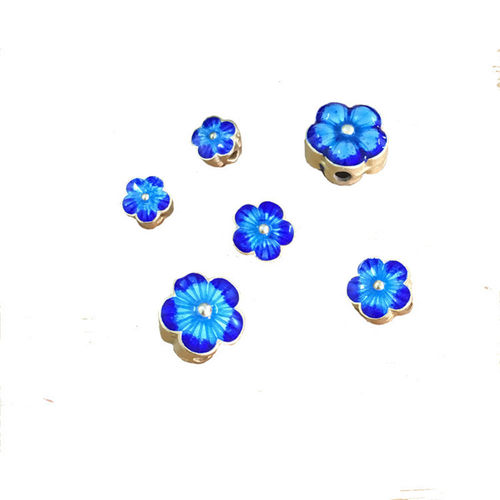 景泰蓝925纯银銮金烧蓝唯美小扁花 手链DIY配件隔珠 手链制作材料 - 图3