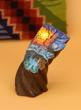 秘鲁进口手绘画木版画