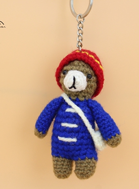 PERU秘鲁进口帕丁顿熊Paddington手工毛线编织毛绒玩具包挂钥匙扣
