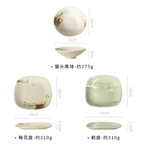 小葵川町屋日本原装进口作家款手绘卡通动物花卉甜点盘餐盘碗方盘 - 图2