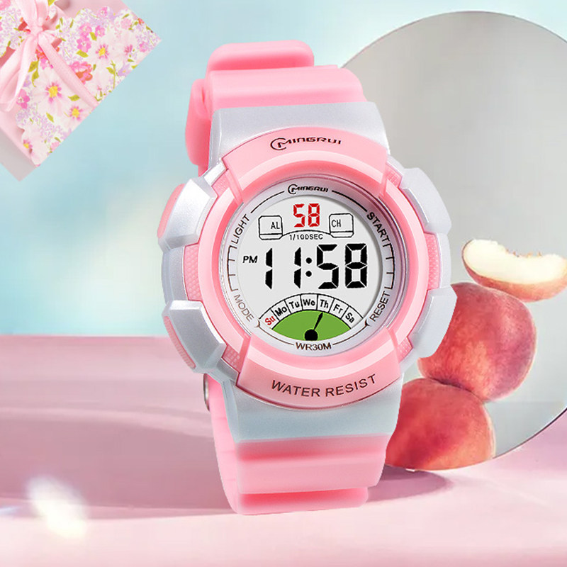 2021新款儿童女孩粉色可爱带电子表 Asvinda国产腕表