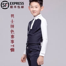 Children Equestrian T-shirt Clothing Equestrian Equipment Supplies Boy Rider Riding Speed Dry Overdraft Long Sleeve T-shirt Polo Shirt