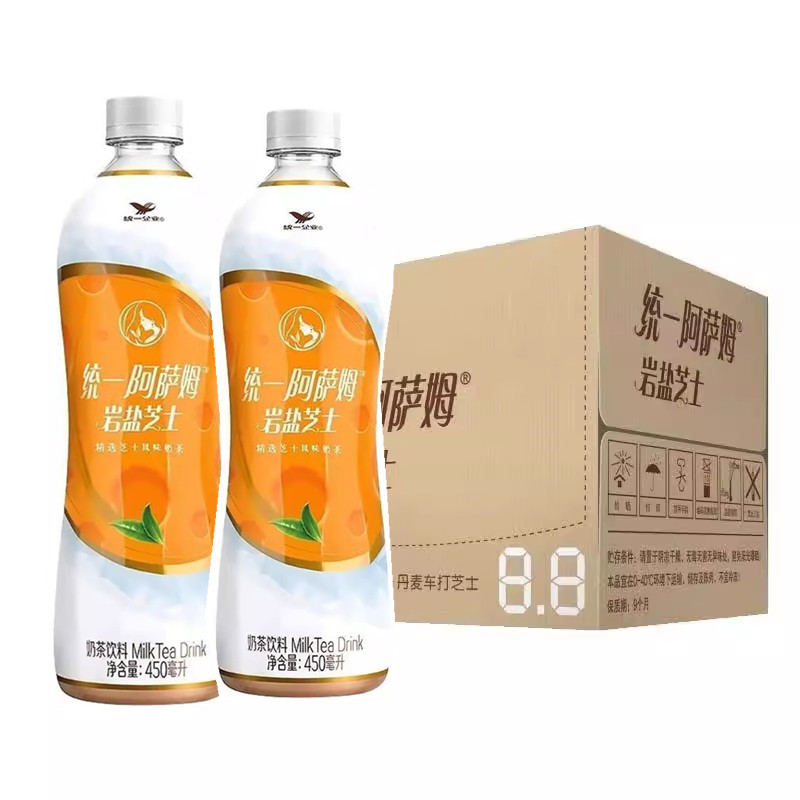 统一阿萨姆奶茶450ml瓶整箱经典网红奶茶原味饮料岩盐芝士味 - 图0