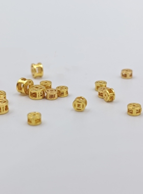 18K金配件小钱币925银镀金铜钱有钱花扣头配件尾扣连接扣