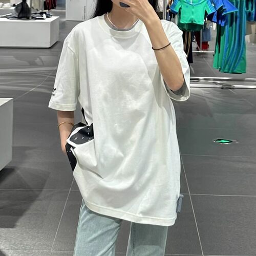 阿迪达斯短袖男女三叶草侧面大LOGO印花透气圆领T恤JD3247 3246 - 图0